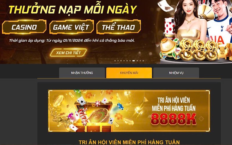 Casino 888B tri ân hội viên miễn phí hàng tuần